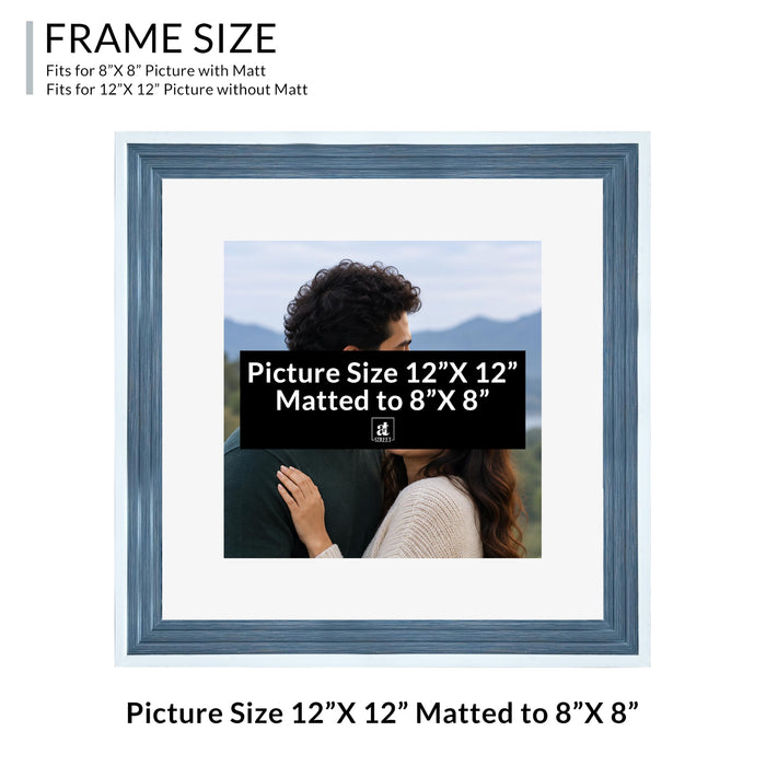 Art Street Luxury Photo Frame for living room, Modern Step Design Photo Frames for Photograph, Art Work, Kids Room Set of 6 (12x12 Inch, Blue)