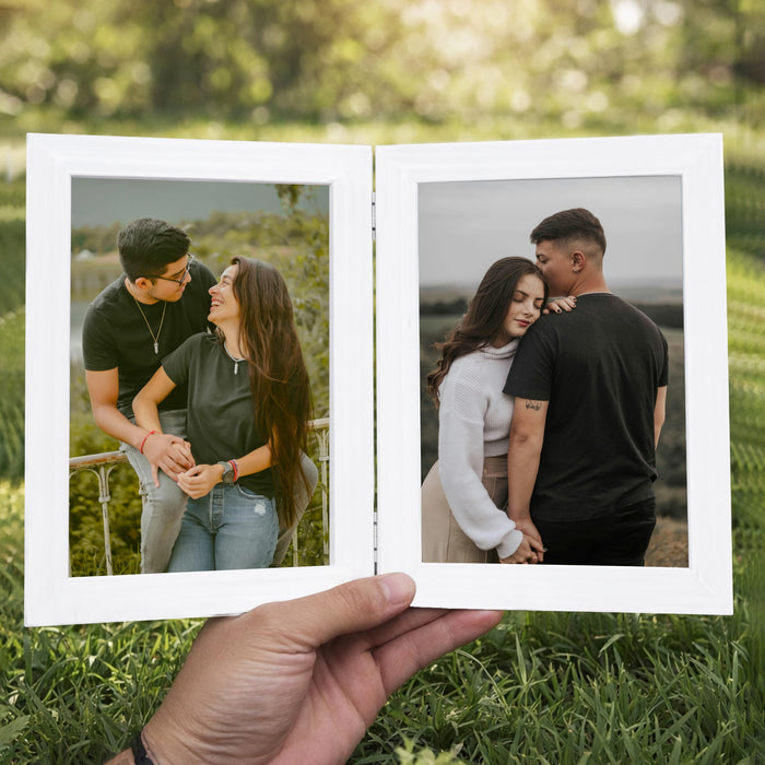 Art Street Folding Table Stand Valentine Couple White 5x7 Inch Photo Frame For Home Décor | Foldable Photo Frame with Acrylic Plexiglass | For Bedroom, Hallways, Office, Living Room (13x18 CM)