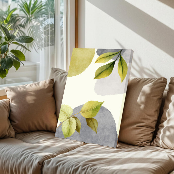Abstract Botanical Leaves Stretched Canvas Wall Art Modern Boho Illustration Painting for Home & Office Wall Decor, (16x22 Inch)