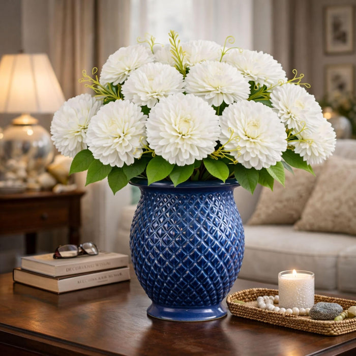 Art Street Artificial Flower Bunch| Silk White Hydrangea Flower for Home|