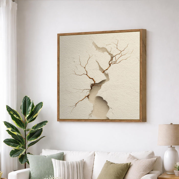 Abstract 3D Crack Framed Painting For Living Room | Sculptural Texture Large Canvas Painting With Frame Wall Art For Bedroom, Hallway's, Office, Hotel, Size 58x58 cm