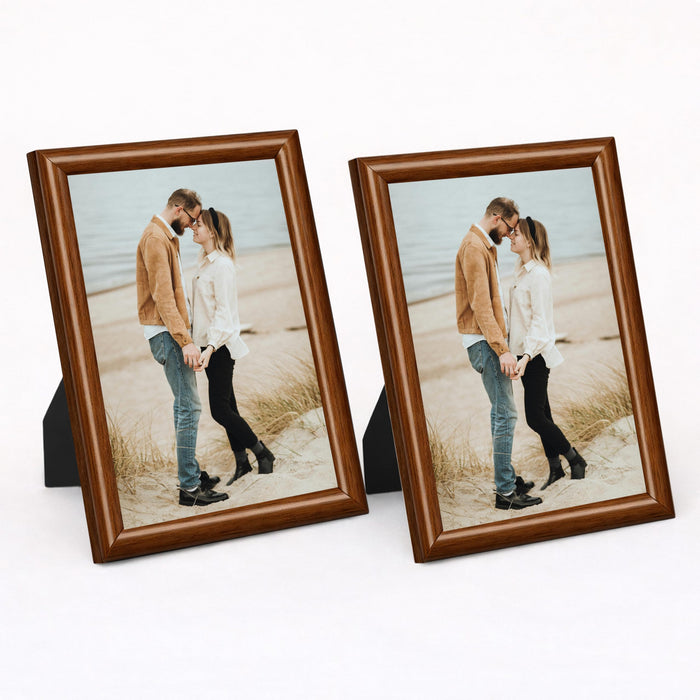 Art Street Picture Table Photo Frame Set of 2 for Bedroom, Tabletop Frames with Stand, Modern Farmhouse Photo Frames for Couples, Weddings, Home Decor, Portrait or Landscape Display (Brown,5x7 Inch)