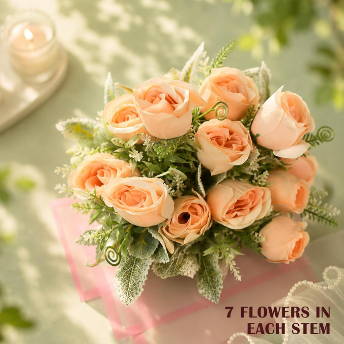 Art Street Artificial Peach Rose Flowers Bouquet