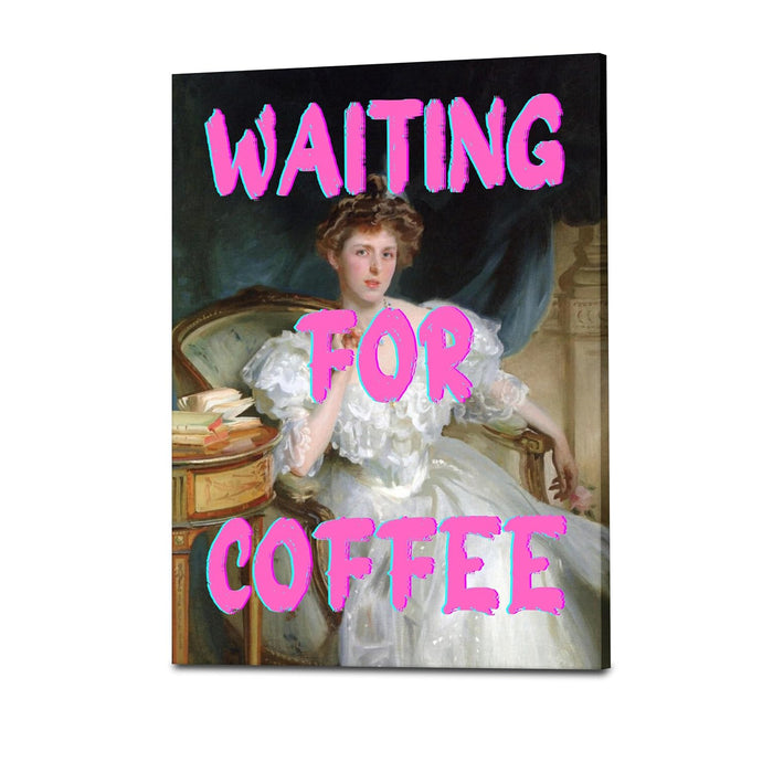 Waiting For Coffee Canvas Painting Feminist, Motivational Poster, Feminist gifts (16x22 Inch)