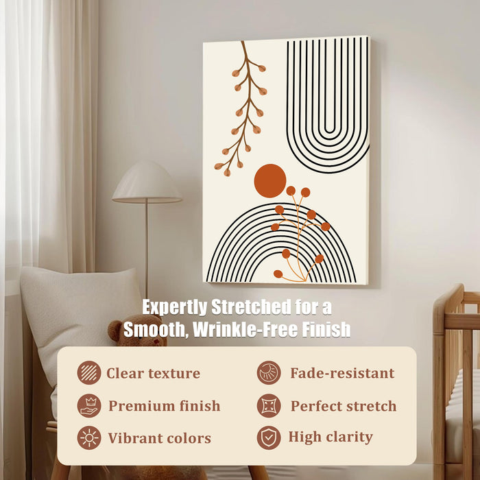 Abstract Rainbow Leaf Stretched Canvas Wall Art Modern Boho Illustration Painting for Home & Office Wall Decor, (16x22 Inch)