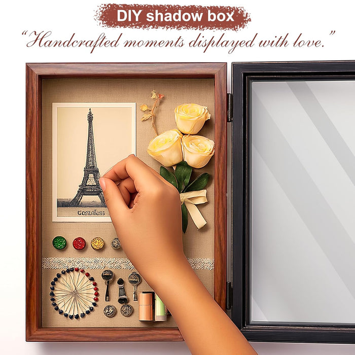 Shadow Box for Memories Memory Collection Box with Slot On Top Beautiful Moments (Brown, A4)
