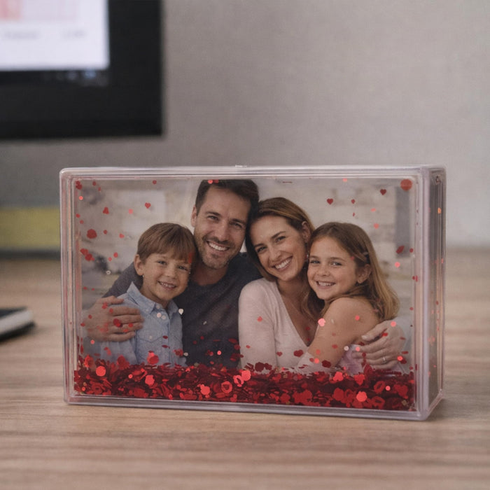 Art Street Customized Red Glitter Magnetic Photo Frame, Liquid Filled Photo Holder, Dynamic Shaking Glitter Photos Magnet, Unique Valentine’s Day Gift, Acrylic Fridge Magnet Frame, 2.3x3.7 Inch