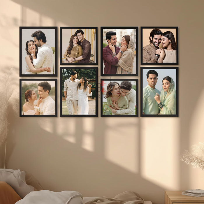 Art Street Photo Frame Set of 8 Black Wall Decor Collage Display Hanging Family Picture Frames Gallery Collection Decor Items Wall Mount Frames Birthday Anniversary Gift, 8x8 and 8x12 In