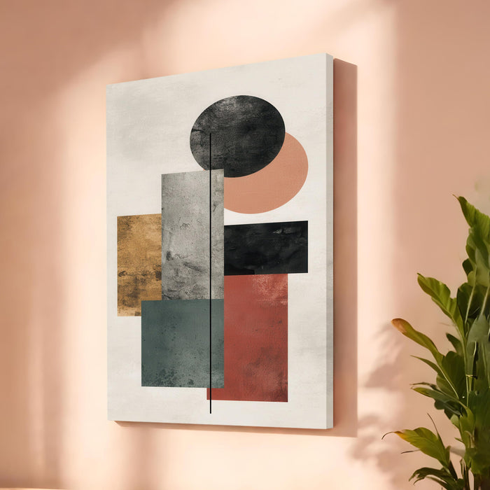 Boho Abstract Stretched Canvas Painting For Living Room | Earthtone Modern Stretched Canvas Wall Art For Livingroom Home Decor, Bedroom, Hallway's, Office, Hotel - 56x86 cm