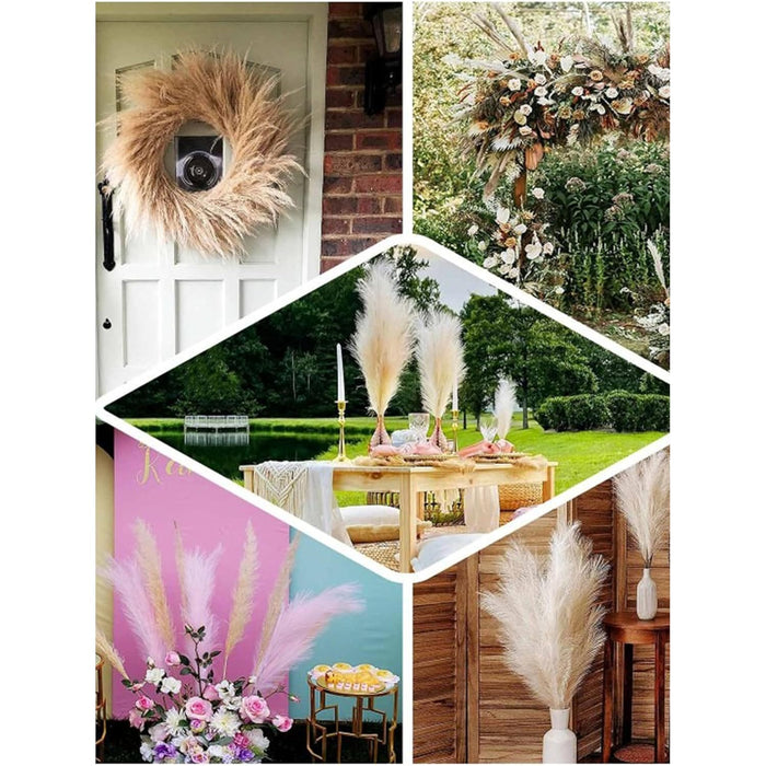 Artificial Pampas Grass for Decoration, Pink Blush Faux, Non-Shedding Feather Grass Pack of 4 | Gradient Pampas Grass | (18 Inch)