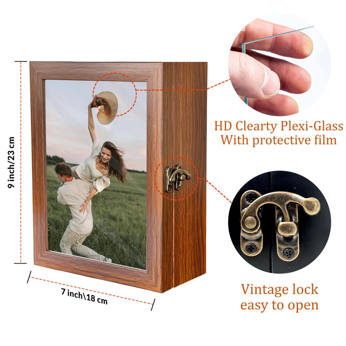 Shadow Box Brown Frame Memory Box Display Case for Keepsakes Memorabil ...