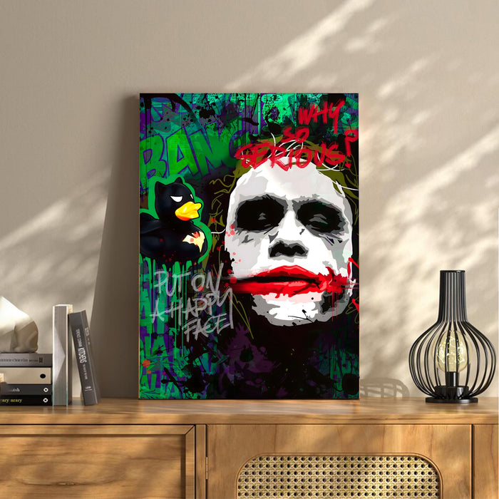 Dark Smile Graffiti Pop Art Stretched Canvas Painting Print | Street Art Wall Décor | Bold Modern Artwork for Living Room, Office & Studio, 41x56 cm