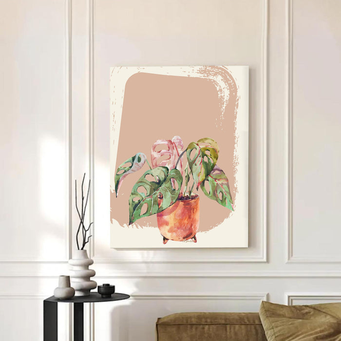 Abstract Botanical Plant Stretched Canvas Wall Art Modern Boho Illustration Painting for Home & Office Wall Decor, (16x22 Inch)