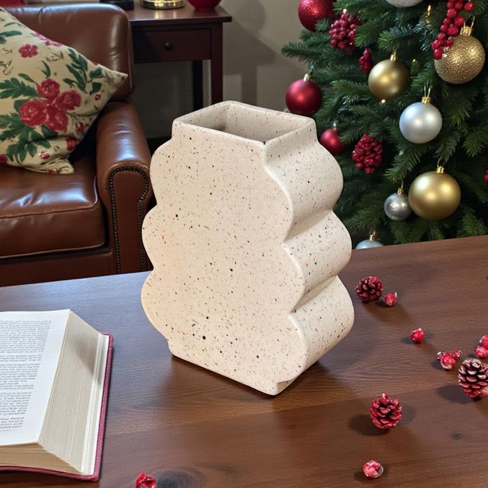 Art Street Ceramic Flower Vase – Modern Speckled Holiday Decorative Vase for Table Centerpiece, Home Décor, Christmas Decoration, Festive Arrangement & Gifting (5X7 Inch)