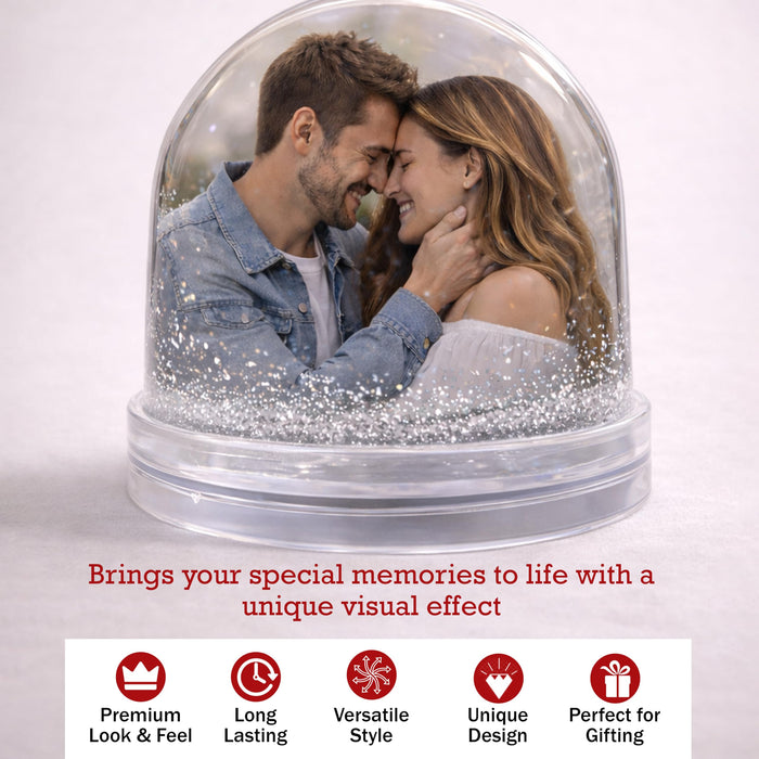 Art Street Customized Silver Glitter Liquid Photo Frame, Desktop Table Frame with Sparkling Glitter Cascade, Acrylic Snow Globe Photo Frames for Valentine's Day Gift, Anniversary, 3.5x3.5 Inch