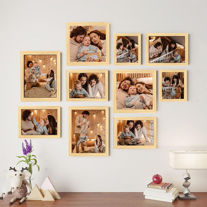 Wall Photo Frame Set of 8 | Gallery Wall Collage Picture Frames | Family Photo Display for Home Decor | Wall Hanging | 8x8 & 8x12 Inch