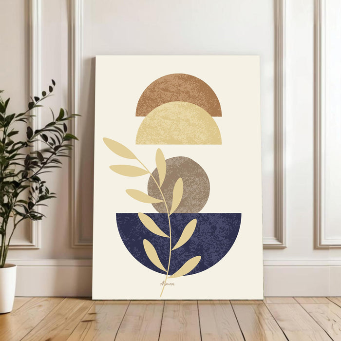 Abstract leaves face Stretched Canvas Wall Art Modern Boho Illustration Painting for Home & Office Wall Decor, (16x22 Inch)