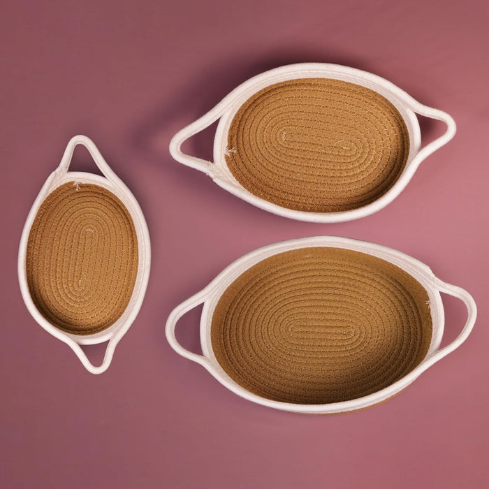 Jute Basket Round Shape Foldable Gift Basket, Storage and Organizer Jute Baskets with Handle (Set of 3)