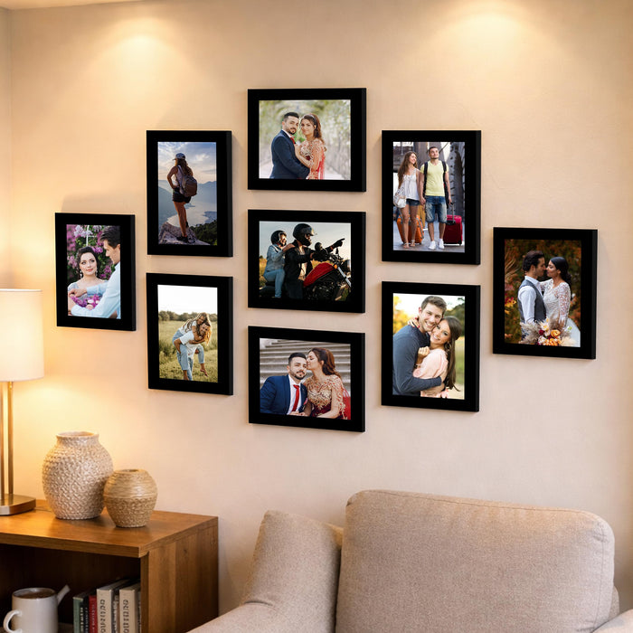 Art Street Family Photo Frame Set of 9 for Wall Decor, Wooden Finish Collage Picture Frames for Living Room, Bedroom & Home Decoration, Multi-Size Wall Hanging Gallery Frame Set, (Size, 6x8 Inch)