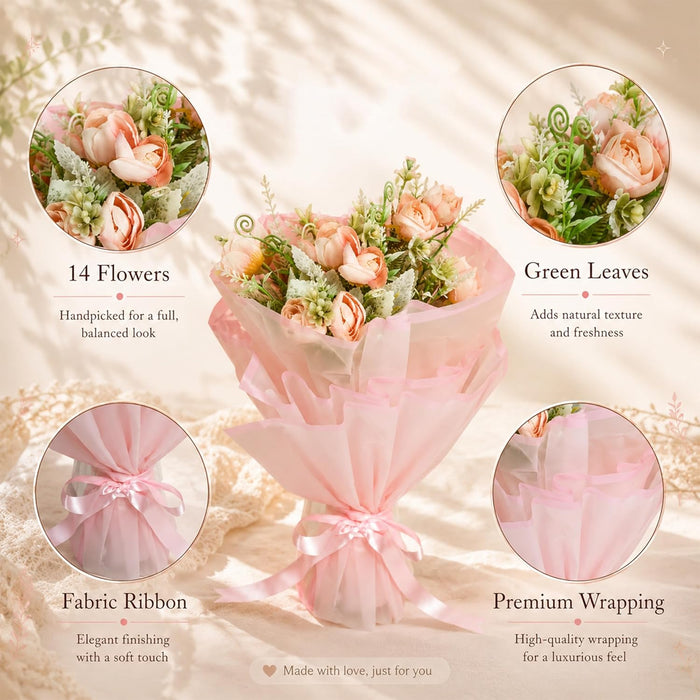 Art Street Artificial Pink Rose Flower Bouquet