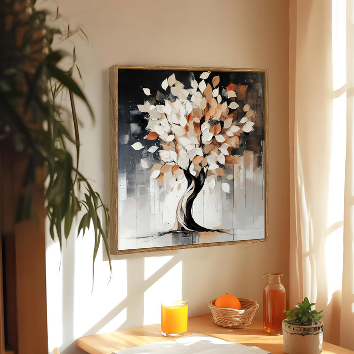 Abstract Tree of Life Framed Painting For Living Room | Vastu Tree Large Canvas Painting With Frame Wall Art For Bedroom, Hallway's, Office, Hotel, Size 58x58 cm