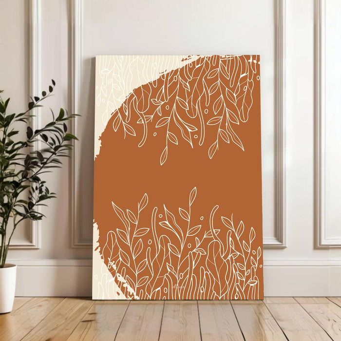 Abstract Coral Pattern Stretched Canvas Wall Art Modern Boho Illustration Painting for Home & Office Wall Decor, (16x22 Inch)