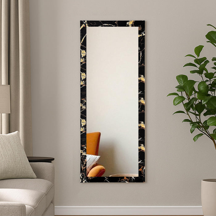 Bathroom Wall Mirror, Black Wall Mount Rectangular Makeup Mirror, Decorative Looking Glass with Frame Inner Size 12x36 Inch Outer (15x39 Inch)