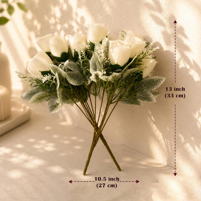 Art Street Artificial White Rose Flowers Bouquet for ' S Day, Rose Flowers Bunch