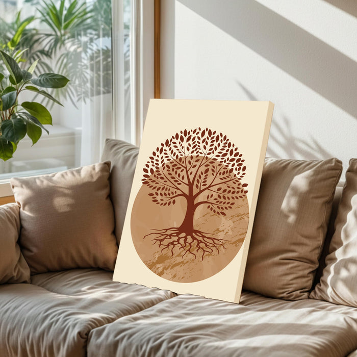 Abstract Desert Tree Stretched Canvas Wall Art Modern Boho Illustration Painting for Home & Office Wall Decor, (16x22 Inch)