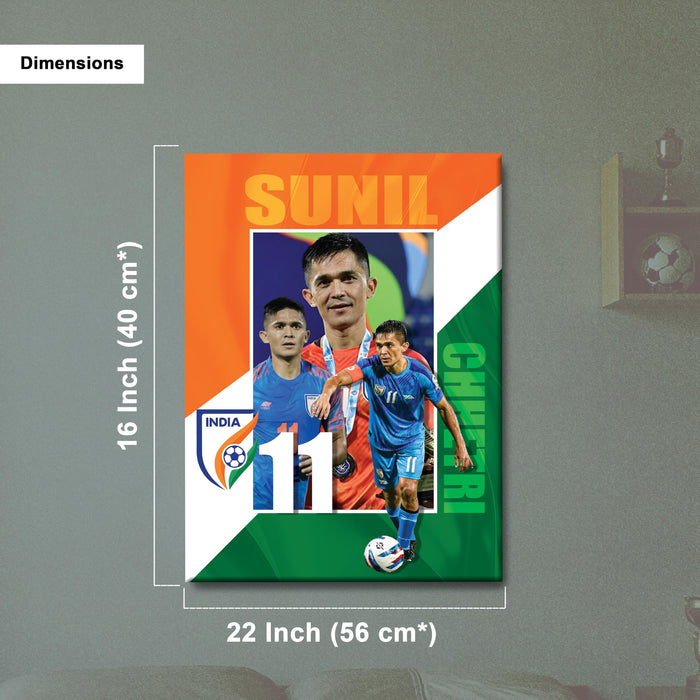 Sunil Chhetri Wall Art Canvas Painting Poster, Indian Football Legend Sports Wall Decor for Living Room, Bedroom, Office & Football Lovers, and Home & Office Decor, 16 x 22 Inch