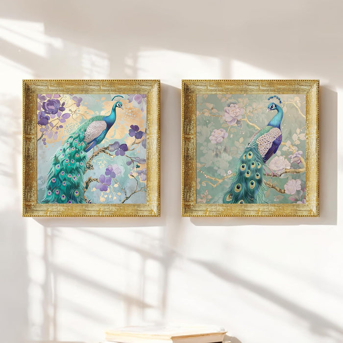 Lotus Floral Pattern Wall Art Prints, Elegant Lotus Designs (15x15 Inch)