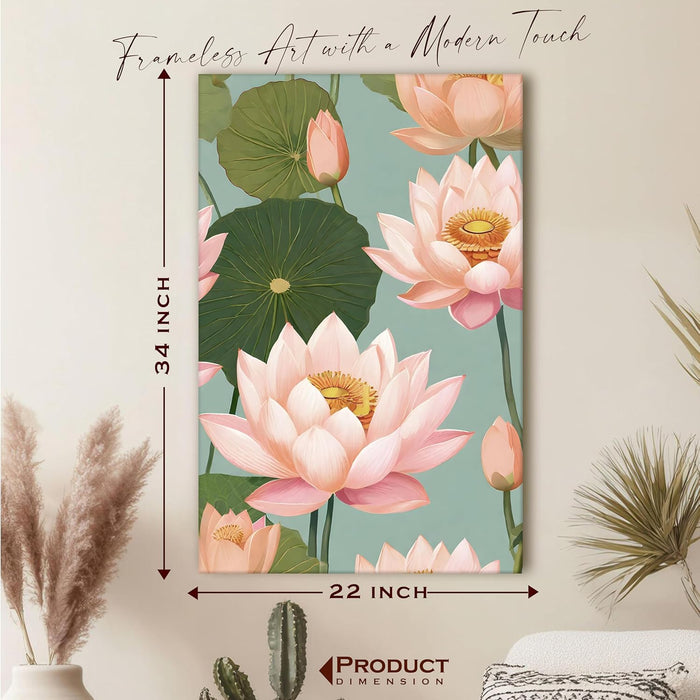 Abstract Stretched Canvas Multicolor Wall Art Painting Pink Lotus Digital Painting ‰ÛÒ 22x34 Inch