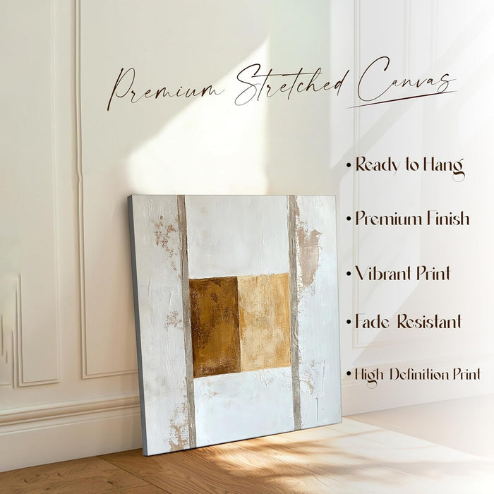 Multicolor Abstract Canvas Wall Art Painting – White Beige Brown Gallery Wrap Canvas Wall Décor Painting (56x56 cm)
