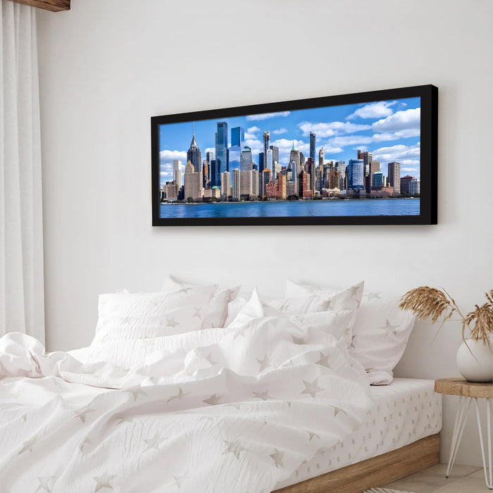 New York City Skyline Sea View Wall Art Framed Luxury Paintings for Home Decoration, Living room, Bedroom and Office Decoration (99x38 CM)