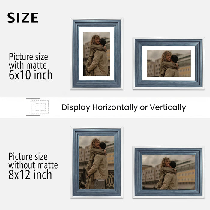 Art Street Luxury Photo Frame for living room, Modern Step Design Photo Frames for Photograph, Art Work, Kids Room Set of 9 (A4, 8x12 Inch, Blue)