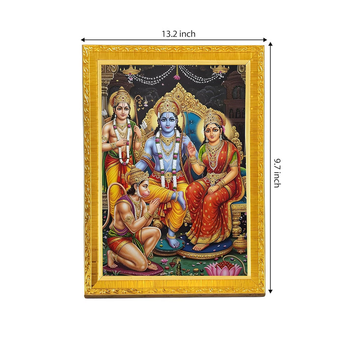 Lord Shri Ram, Laxman, Sita and Hanuman Frame for Mandir, Pooja Room | Divine Hindu Deity Wall Art (10x13 Inch)