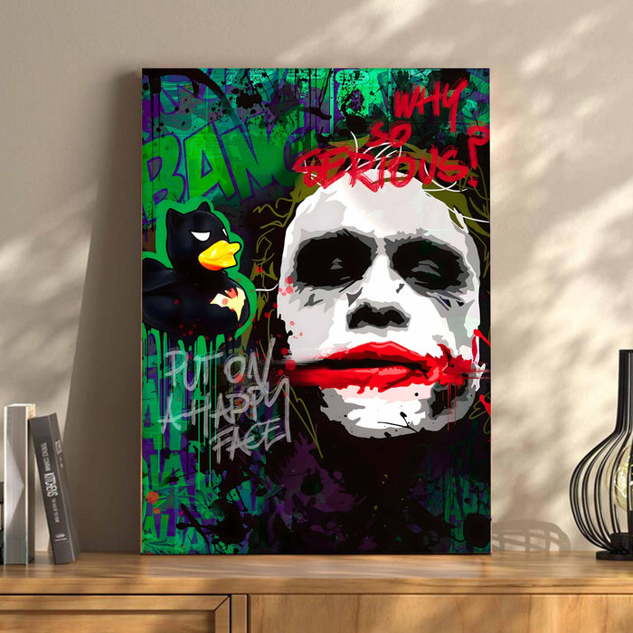 Dark Smile Graffiti Pop Art Stretched Canvas Painting Print | Street Art Wall Décor | Bold Modern Artwork for Living Room, Office & Studio, 41x56 cm