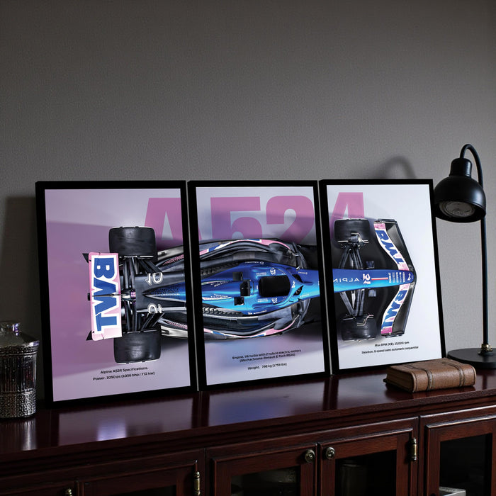 Framed Racing Motorsports Painting for Men | Modern Race Car Wall Art Painting for Bedroom, Living Room, Office and Home Wall Decoration (Set of 3, 33x45 cm)