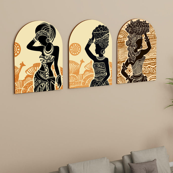 MDF Wall Art Prints Tropical leaf, Modern Home Décor (Set of 3, Size: 16x22 Inch)