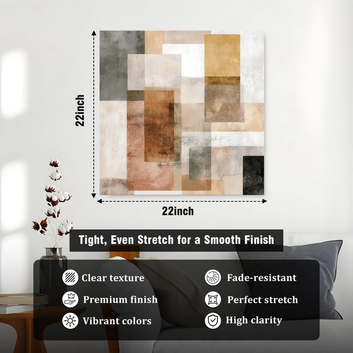 Modern Abstract Stretched Canvas Wall Art Painting For Living Room, Large Minimalist Poster on Stretched Canvas for Living Room, Office & Bedroom Decor (56xx56 cm)