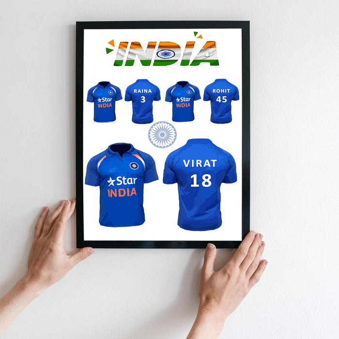 Art Street Indian Cricket Team ODI Jersey Sports Framed Wall Hanging Poster For Home Decor, Living Room, Hotel and Office Decoration (12.7x17.5 Inch)