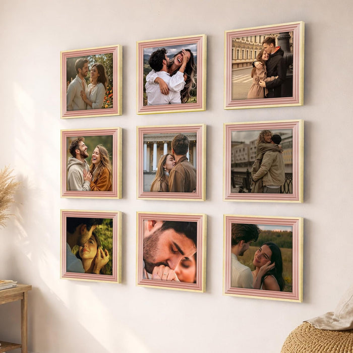 Wooden Cave Design Photo Frame Set of 9 | Black Picture Frames for Photos, Artwork & Certificates | Wall Décor for Living Room & Home (11x14 Inch)