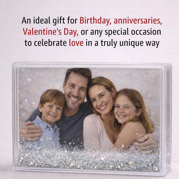 Art Street Customized Silver Glitter Magnetic Photo Frame, Liquid Filled Photo Holder, Dynamic Shaking Glitter Photos Magnet, Unique Valentine’s Day Gift, Acrylic Fridge Magnet Frame, 2.3x3.7 Inch