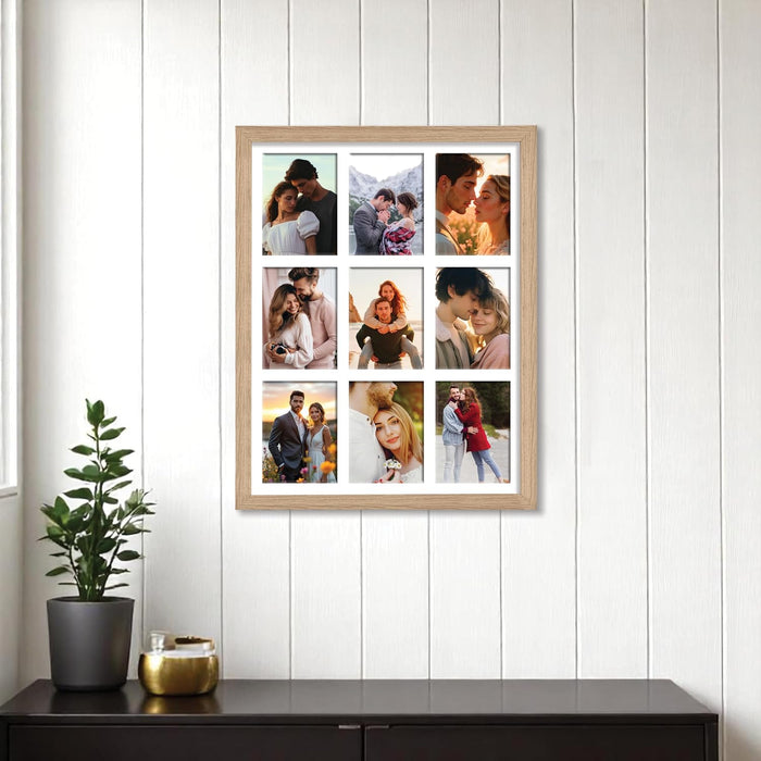 Photo Frame Collage 8x10 cm Photos Display 9 Openings Wall Mounting Home Décor Multi Opening White Photo-Frame (31x39 cm)