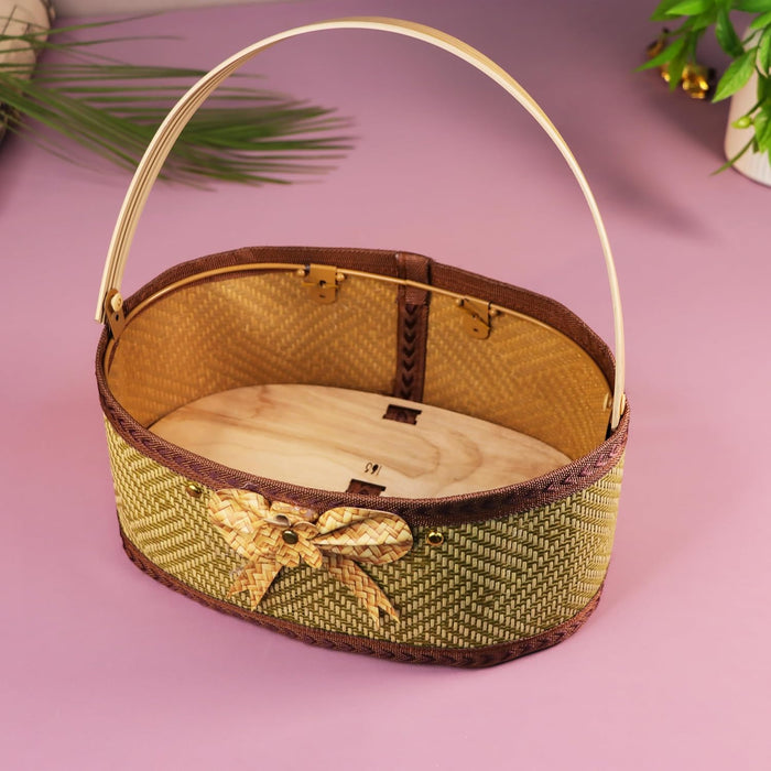 Bucket for Gift Hamper, Storage and Organizer Wicker Baskets with Handle, Table showcase/Organizer (Brown, 4.5x10.5 Inch)