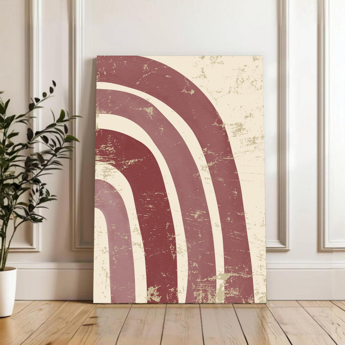 Abstract Marron Rainbow Stretched Canvas Wall Art Modern Boho Illustration Painting for Home & Office Wall Decor, (16x22 Inch)