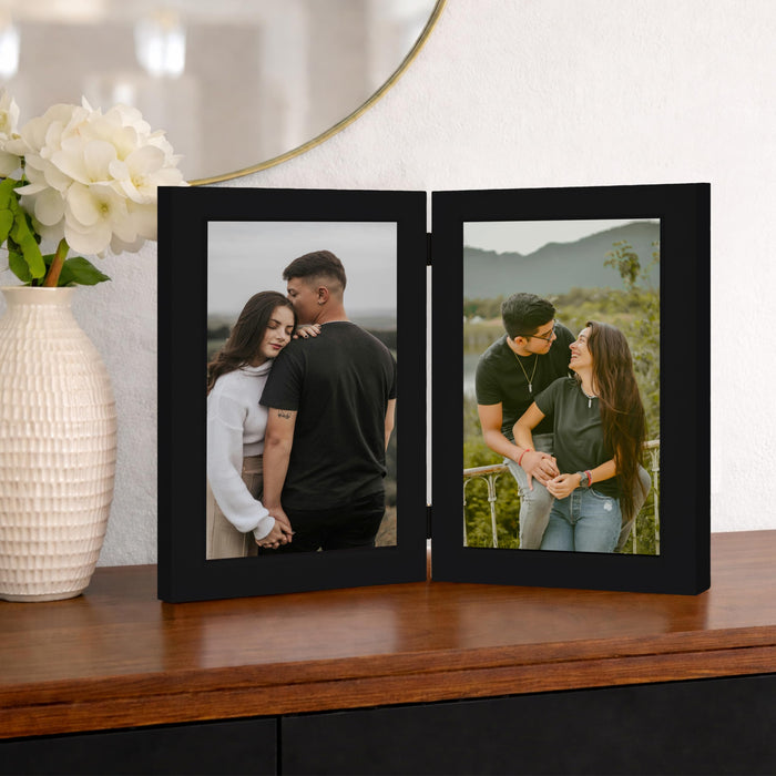Art Street Customized Folding Table Stand Photo Frame for Valentine Gift, Couples Anniversary, Birthday| Personalized Book Style Frame for Two 5x7 In Photos