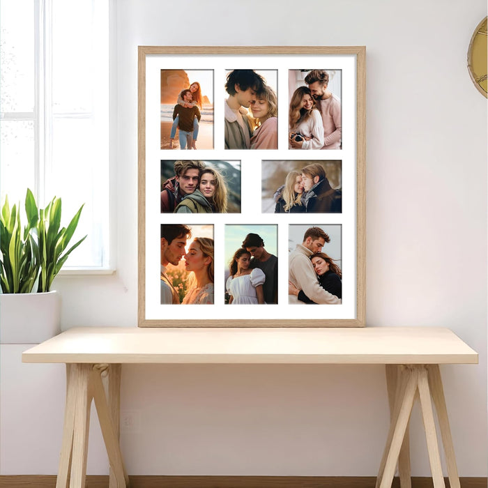 Photo Frame Collage 10x15 cm Photos Display 8 Openings Wall Mounting Home Décor Photo-Frame (44x54 cm)