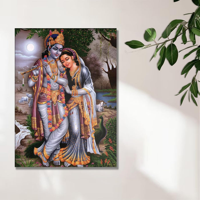 Spiritual Stretched Canvas Pooja room Temple Wall Art Print Painting on Stretched-Canvas (30x41 CM)