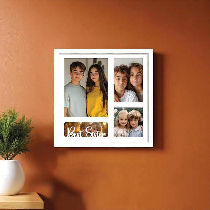 Photo Frame Collage 15x20, 10x15, 13x13 cm Photos Display 4 Oppenings Wall Mounting Home Décor Photo-Frame Suits (34x34 cm)